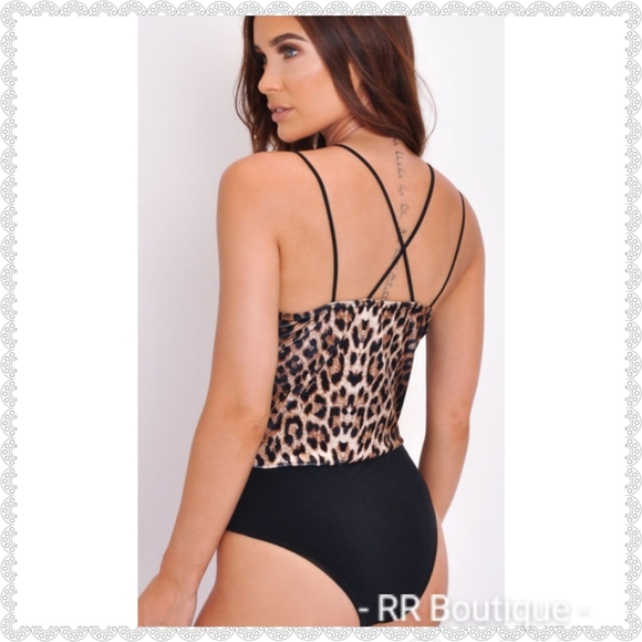NWT Strappy Velvet Leopard Bodysuit - Picture 5 of 6